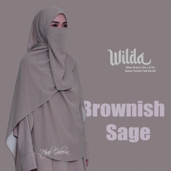 WILDAWIDESHAWL BROWNISH SAGE + Purdah