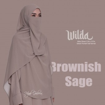 WILDAWIDESHAWL BROWNISH SAGE + Purdah