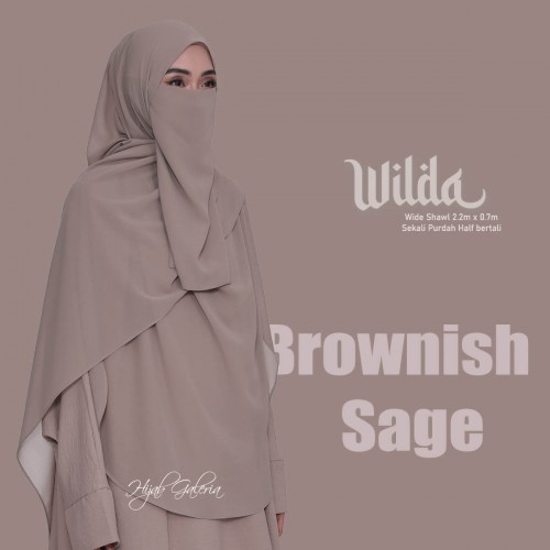 WILDAWIDESHAWL BROWNISH SAGE + Purdah